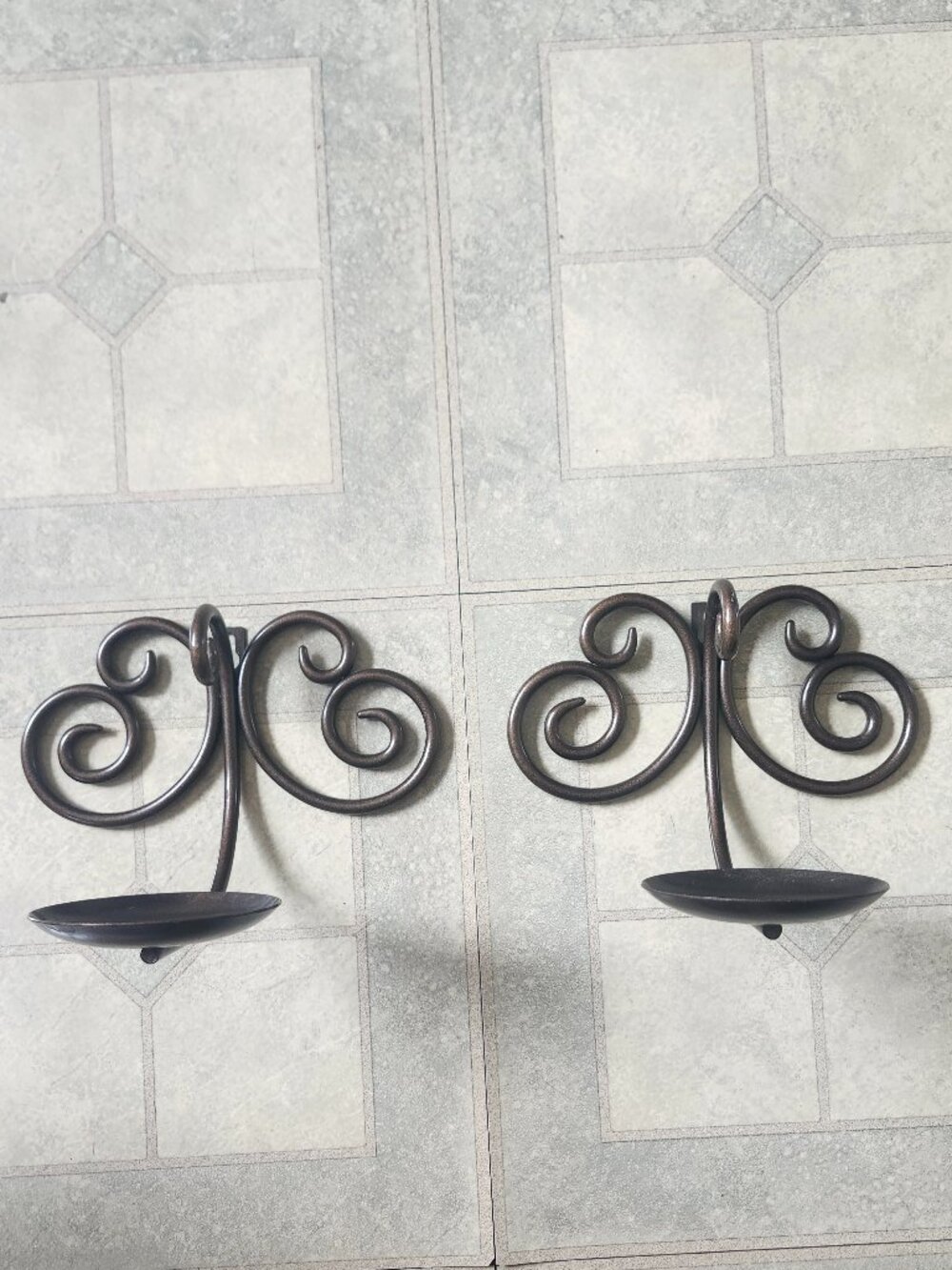 Lot of 2 Partylite Dark Bronze Viking Wall Sconces